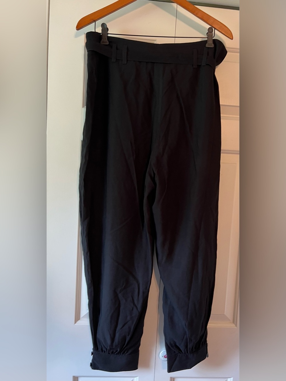 Express Black Super High Paper Bag Waist Belt Tie Tapered Pants EUC 14 #2738 - Picture 10 of 11